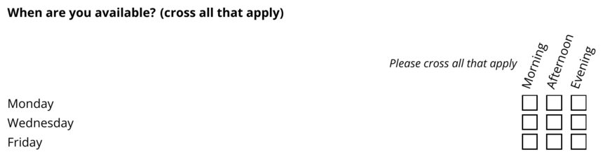 Multiple choice grid question type