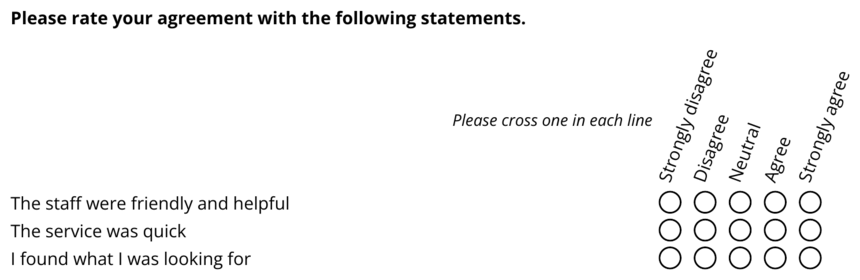 Single choice grid question type